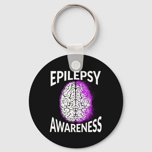 Epilepsy Awareness Brain Epileptic Warrior Survivo Keychain (Front)