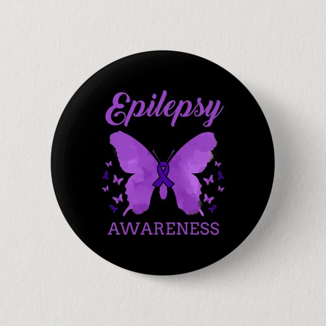 Epilepsy Awareness Butterflies Epilepsy  2 Inch Round Button (Front)