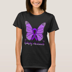 Epilepsy Awareness Butterfly Purple Ribbon Epileps T-Shirt