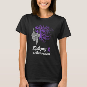 Epilepsy Awareness Butterfly Purple Ribbon Women T-Shirt