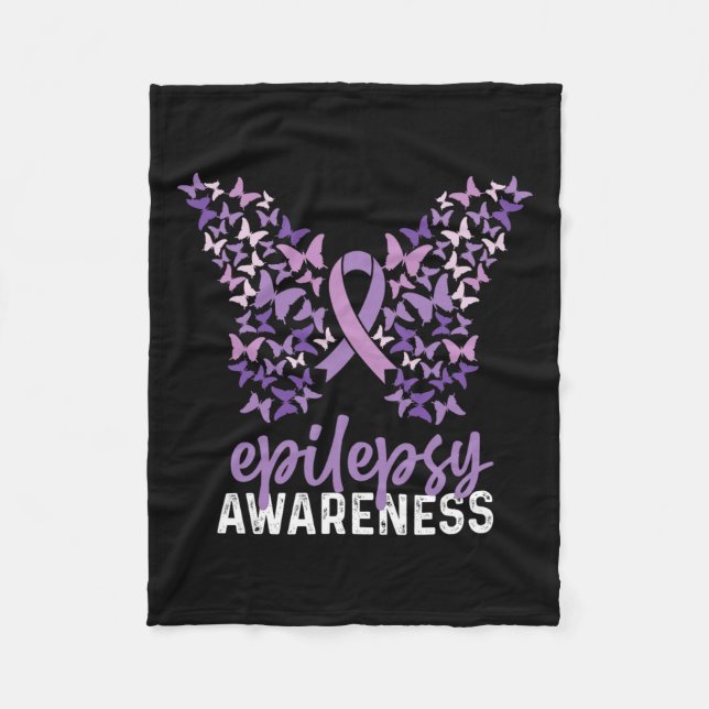 Epilepsy Awareness Butterfly Ribbon 1  Fleece Blanket (Front)