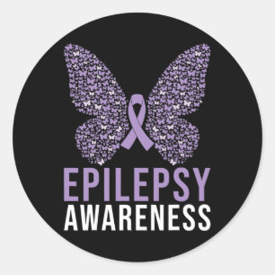 Epilepsy Awareness Butterfly Ribbon Classic Round Sticker