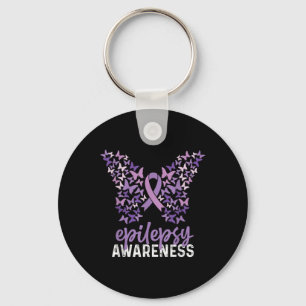 Epilepsy Awareness Butterfly Ribbon Keychain