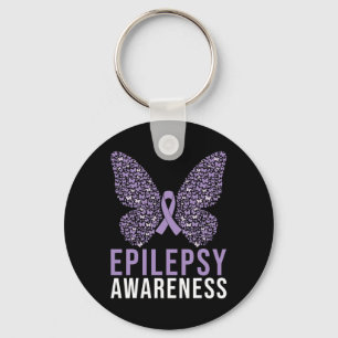 Epilepsy Awareness Butterfly Ribbon Keychain