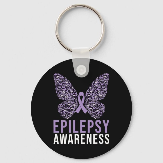 Epilepsy Awareness Butterfly Ribbon  Keychain (Front)