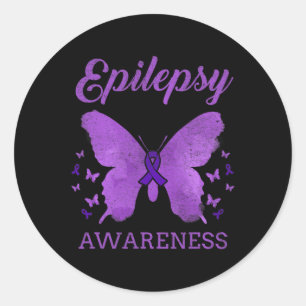 Epilepsy Awareness Butterfly Vintage Classic Round Sticker