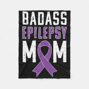 Epilepsy Awareness Byd Epilepsy Mom Purple Ribbon  Fleece Blanket