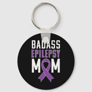 Epilepsy Awareness Byd Epilepsy Mom Purple Ribbon  Keychain
