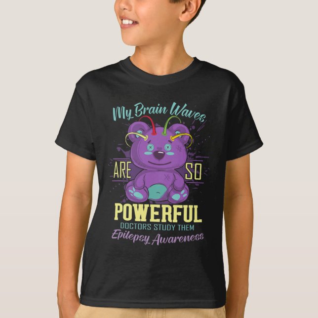 Epilepsy Awareness Day Purple Bear Epileptic Fight T-Shirt (Front)