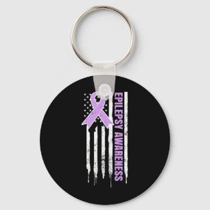 Epilepsy Awareness Design Patriotic Us American Fl Keychain
