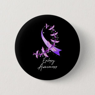 Epilepsy Awareness Dragonfly November We Wear Purp 2 Inch Round Button