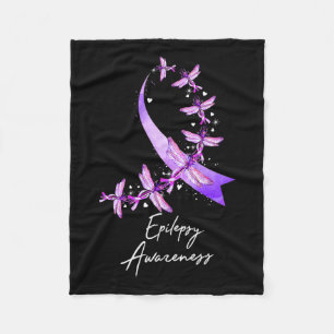 Epilepsy Awareness Dragonfly November We Wear Purp Fleece Blanket