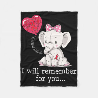 Epilepsy Awareness Elephant  Fleece Blanket