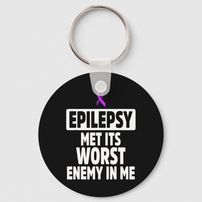 Epilepsy Awareness Enemy Epileptic Warrior Survivo Keychain (Front)