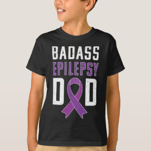 Epilepsy Awareness Epilepsy Dad Purple Ribbon T-Shirt