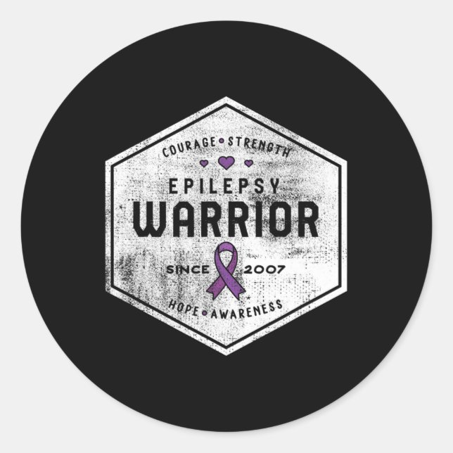Epilepsy Awareness Epilepsy Warrior Since 2007  Classic Round Sticker (Front)