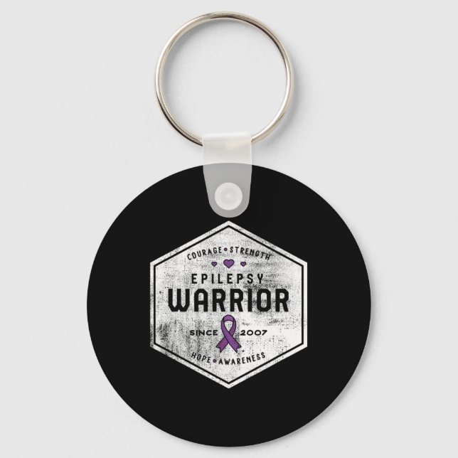 Epilepsy Awareness Epilepsy Warrior Since 2007  Keychain (Front)