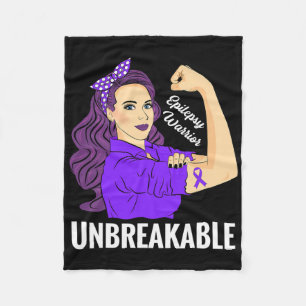 Epilepsy Awareness Epileptic Purple Ribbon Warrior Fleece Blanket