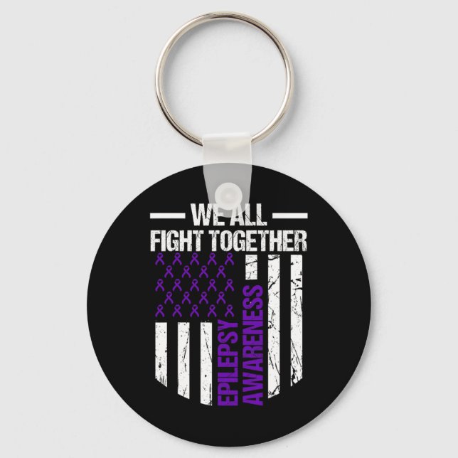 Epilepsy Awareness Epileptic Warrior Survivor 14  Keychain (Front)