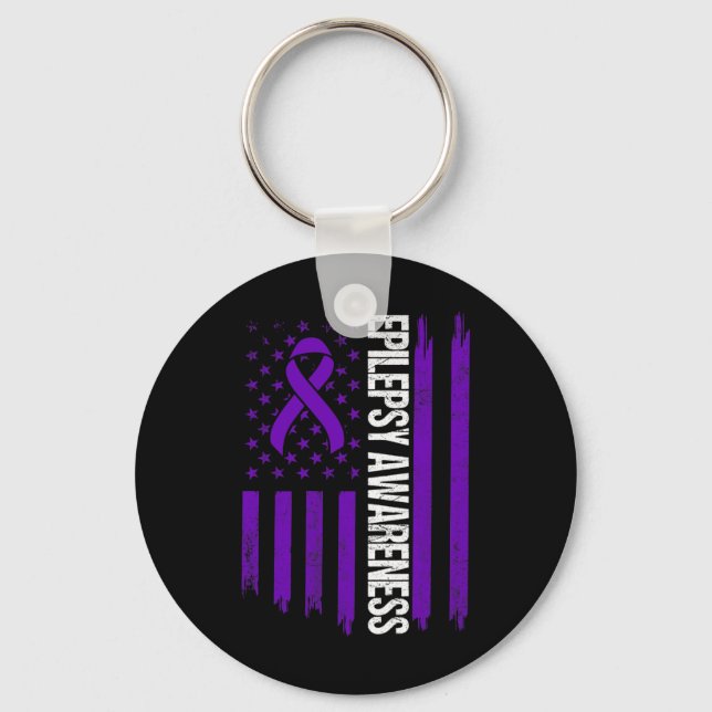 Epilepsy Awareness Epileptic Warrior Survivor 3 Keychain (Front)