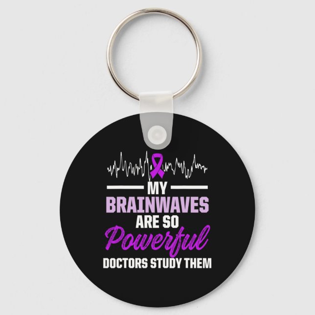 Epilepsy Awareness Epileptic Warrior Survivor  Keychain (Front)