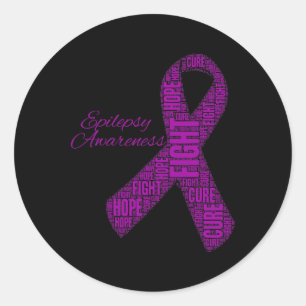 Epilepsy Awareness Fight Hope Cure Ribbon Purple Classic Round Sticker