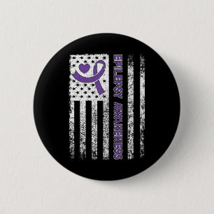 Epilepsy Awareness Flag Purple Ribbon Epilepsy War 2 Inch Round Button