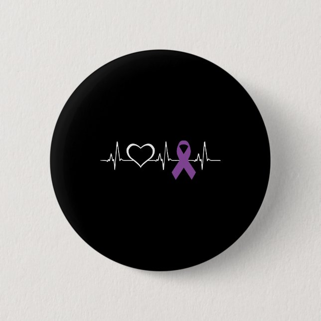 Epilepsy Awareness Heart bit Ribbon  2 Inch Round Button (Front)