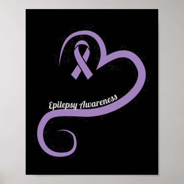 Epilepsy Awareness Heart Ribbon Poster (Front)