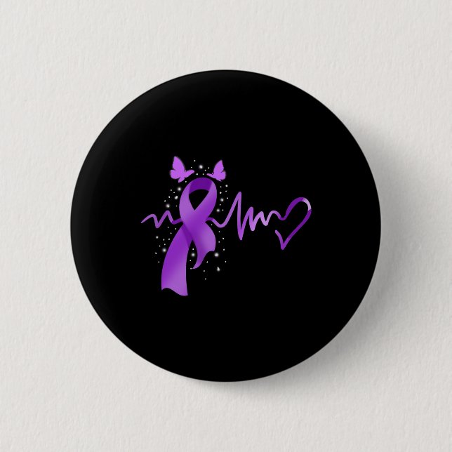 Epilepsy Awareness Heartbeat  2 Inch Round Button (Front)