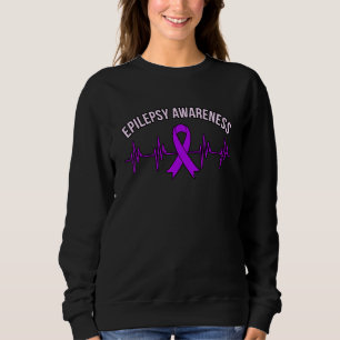 Epilepsy Awareness Heartbeat Purple Ribbon Month G Sweatshirt