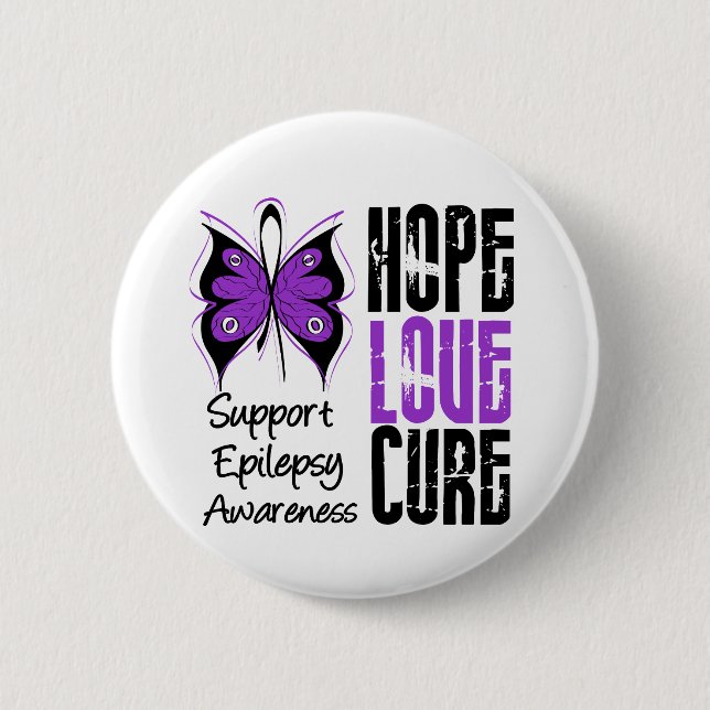 Epilepsy Awareness Hope Love Cure 2 Inch Round Button (Front)