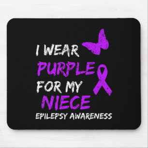 Epilepsy Awareness I Wear Purple For My Niece Ribb Mouse Pad