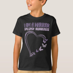 Epilepsy Awareness I'm A Warrior Heart Butterfly  T-Shirt