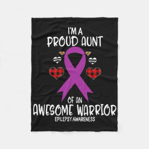 Epilepsy Awareness I'm Proud Aunt Of Awesome Warri Fleece Blanket