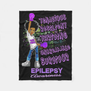 Epilepsy Awareness Melanin Black Women Unbreakable Fleece Blanket