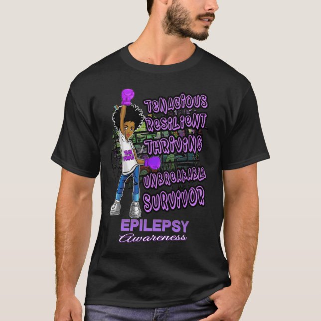 Epilepsy Awareness Melanin Black Women Unbreakable T-Shirt (Front)