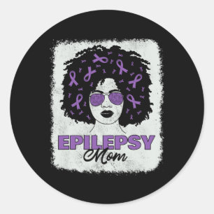 Epilepsy Awareness Mom Afro African American Women Classic Round Sticker