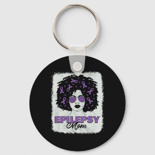 Epilepsy Awareness Mom Afro African American Women Keychain