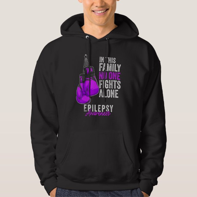 Epilepsy Awareness Month Gloves Purple Ribbon Hoodie (Front)