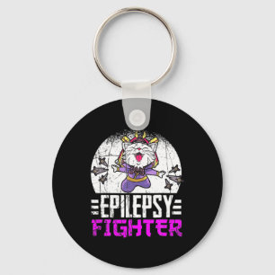 Epilepsy Awareness Month Ninja Cat Epilepsy Fighte Keychain