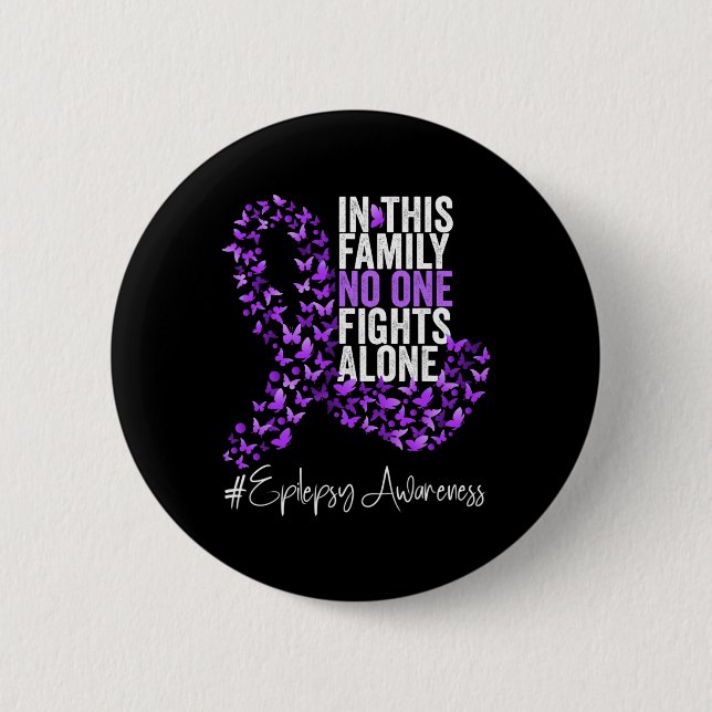 Epilepsy Awareness Month Purple Ribbon  2 Inch Round Button (Front)