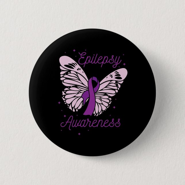 Epilepsy Awareness Month Purple Ribbon Advocate Ep 2 Inch Round Button (Front)