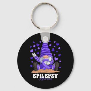 Epilepsy Awareness Month Purple Ribbon Gnome  Keychain
