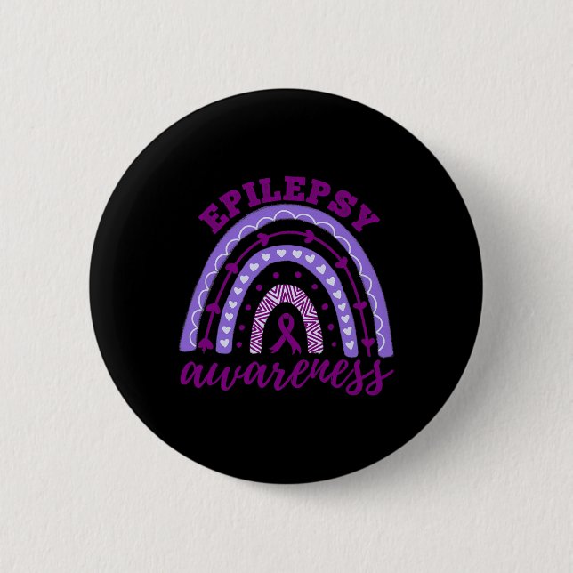 Epilepsy Awareness Month Rainbow  2 Inch Round Button (Front)