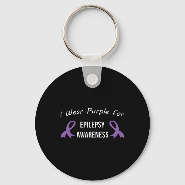 Epilepsy Awareness Month Support Love Cure Purple  Keychain (Front)