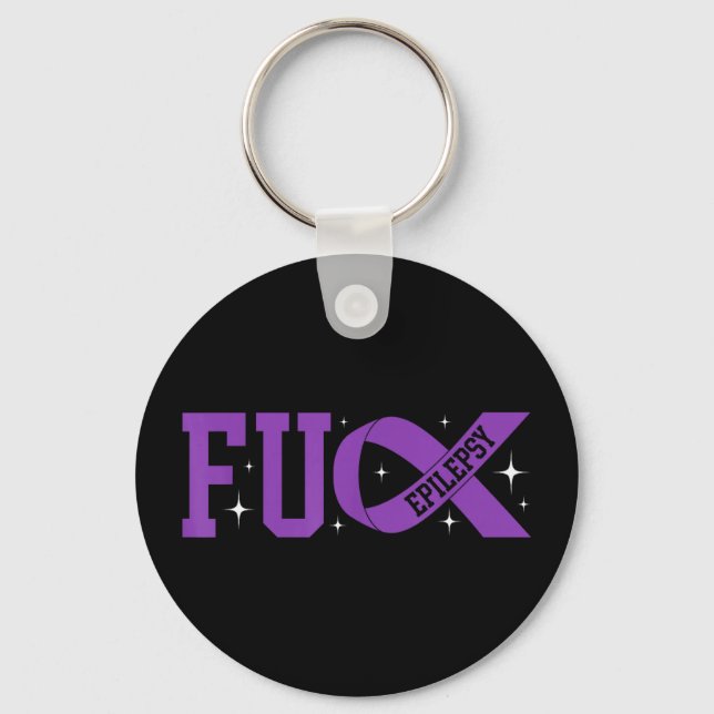 Epilepsy Awareness Month Warrior Survivor Purple Keychain (Front)