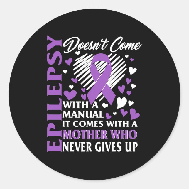 Epilepsy Awareness Mother Purple Ribbon Seizure Di Classic Round Sticker (Front)