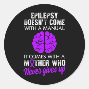 Epilepsy Awareness Mother Purple Ribbon Seizure Di Classic Round Sticker