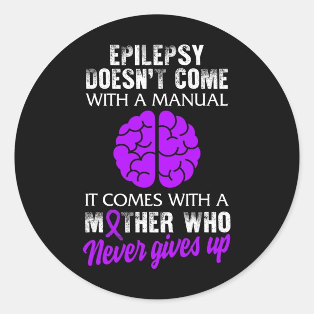 Epilepsy Awareness Mother Purple Ribbon Seizure Di Classic Round Sticker (Front)